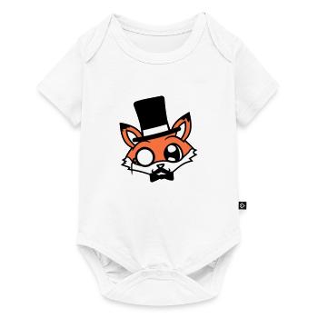 Renard roux Renard Sir Mr. Chapeau haut de forme Lunettes monocle - Body à manches courtes Premium Bébé - blanc - Devant