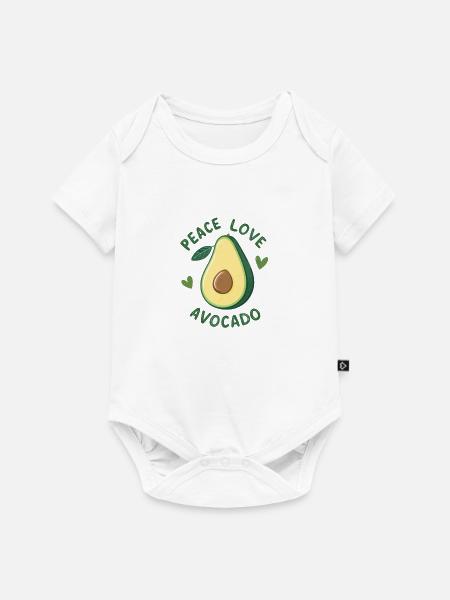 Frieden, Liebe und Avocado - Baby Premium Kurzarmbody - Weiß