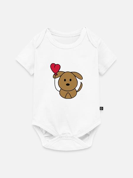 Hundi with heart balloon - Baby Premium short-sleeve bodysuit - white