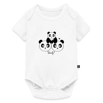 Famille, amour, panda, ours, panda, famille - Body à manches courtes Premium Bébé - blanc - Devant