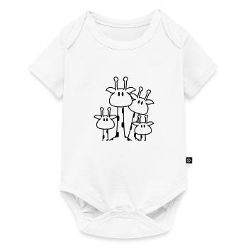 Cute giraffe family 2 children mom dad giraffe - Baby Premium short-sleeve bodysuit - white - Front
