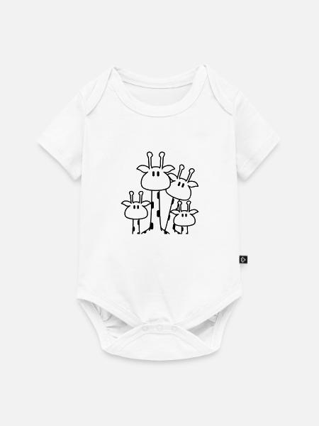 Süße Giraffen Familie 2 Kinder Mama Papa Giraffe - Baby Premium Kurzarmbody - Weiß