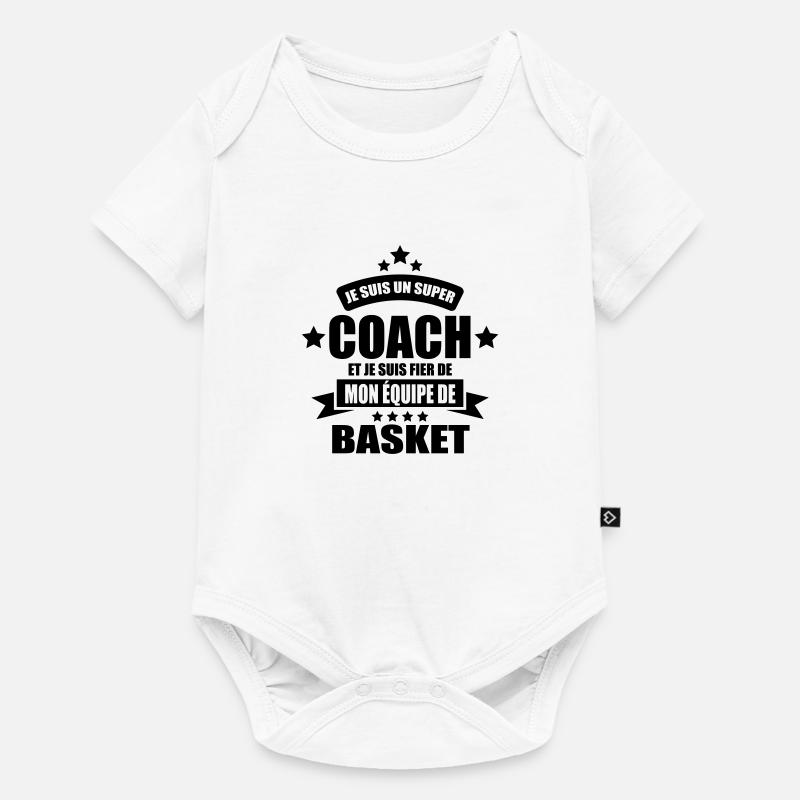 je suis un coach de basket fier de mon équipe - Body à manches courtes Premium Bébé - blanc