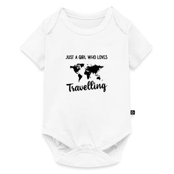 Juste une fille qui aime voyager aventure rose - Body à manches courtes Premium Bébé - blanc - Devant