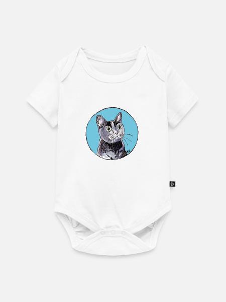 So Shiny - Blue Kitty Ball - Baby Premium Kurzarmbody - Weiß