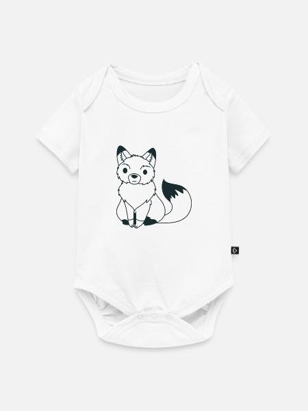 Sitting Fox Umriss - Baby Premium Kurzarmbody - Weiß