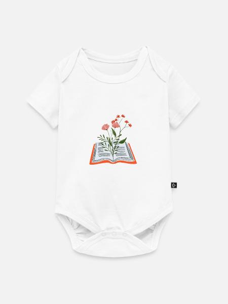 Blumen wachsen aus dem Buch - Baby Premium Kurzarmbody - Weiß