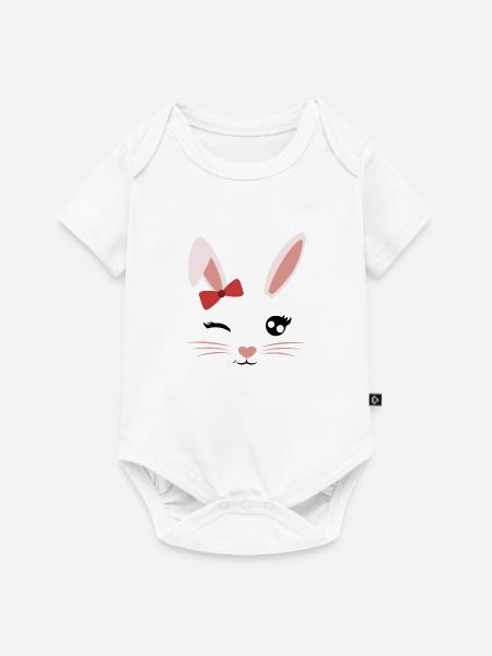 Gesicht Hasenmädchen - Baby Premium Kurzarmbody - Weiß