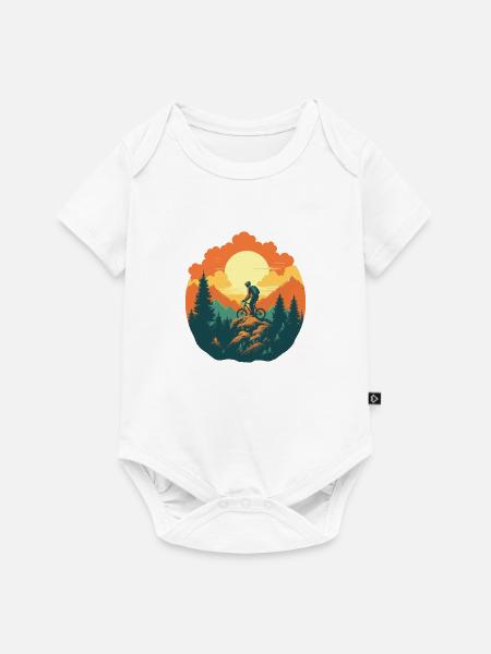 Downhill Mountainbike Vector - Baby Premium Kurzarmbody - Weiß