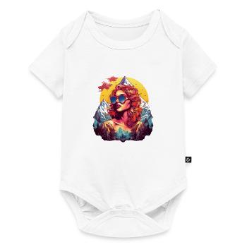 Hiking Woman Mountain Shirt for Hiking in the Mountains - Baby Premium short-sleeve bodysuit - white - Front