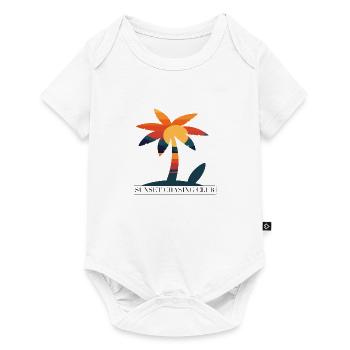 Tropisches T-Shirt: Palme und Sonnenuntergang - Baby Premium Kurzarmbody - Weiß - Vorne