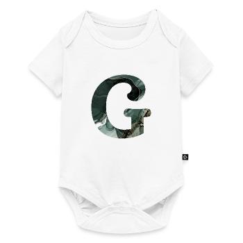 Lettre g marbré vert - Body à manches courtes Premium Bébé - blanc - Devant