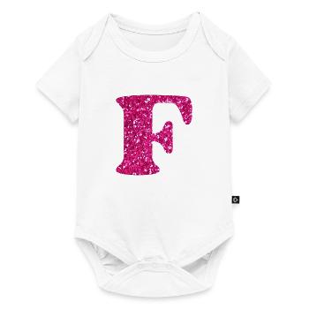 Letter f pink glitter - Baby Premium short-sleeve bodysuit - white - Front