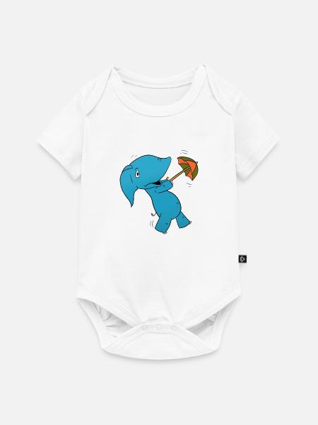 Elefant Regenschirm - Baby Premium Kurzarmbody - Weiß
