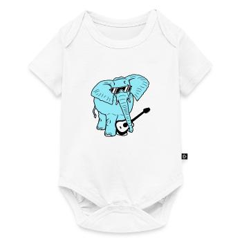 Elefant Spielt Gitarre Musik Party Band Gitarrist - Baby Premium Kurzarmbody - Weiß - Vorne