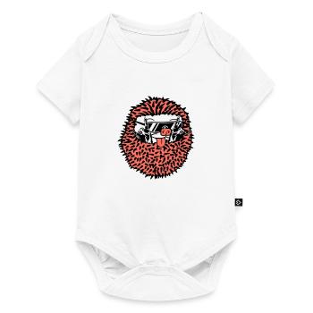 Roulé mignon hérisson montre des mains cool en métal lourd - Body à manches courtes Premium Bébé - blanc - Devant