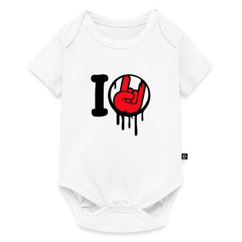 J’aime Heavy Metal Hard Rock Musique Main Geste Coeur - Body à manches courtes Premium Bébé - blanc - Devant