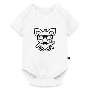 Nerd Katze Hornbrille Geek Winkt Schlaues Kätzchen - Baby Premium Kurzarmbody - Weiß - Vorne