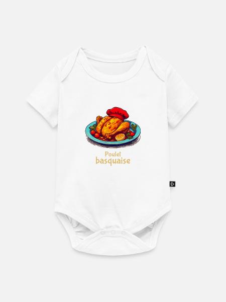 Hühnchen-Basquaise - Klartext - Baby Premium Kurzarmbody - Weiß