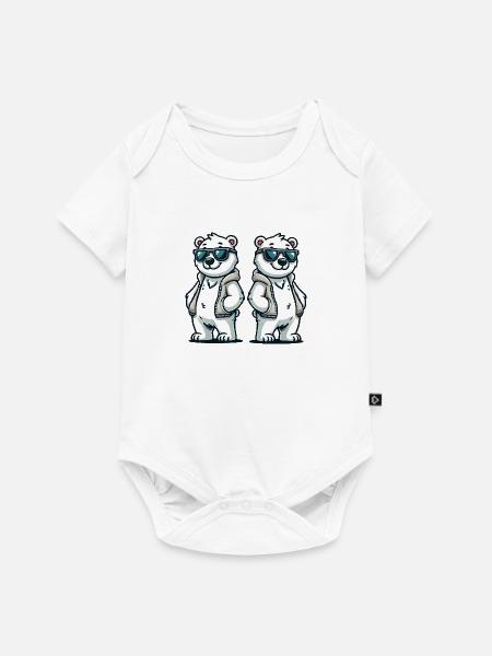 Eisbär Comic - Baby Premium Kurzarmbody - Weiß