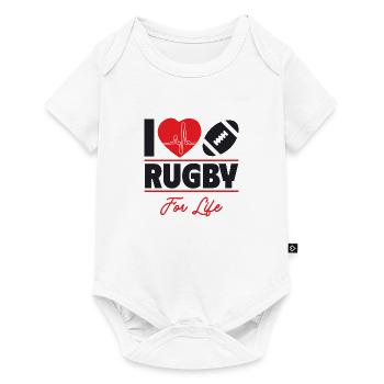 Le rugby c’est ma vie, idée cadeau - Body à manches courtes Premium Bébé - blanc - Devant