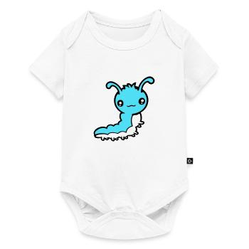 Cute caterpillar small friendly larva worm happy - Baby Premium short-sleeve bodysuit - white - Front