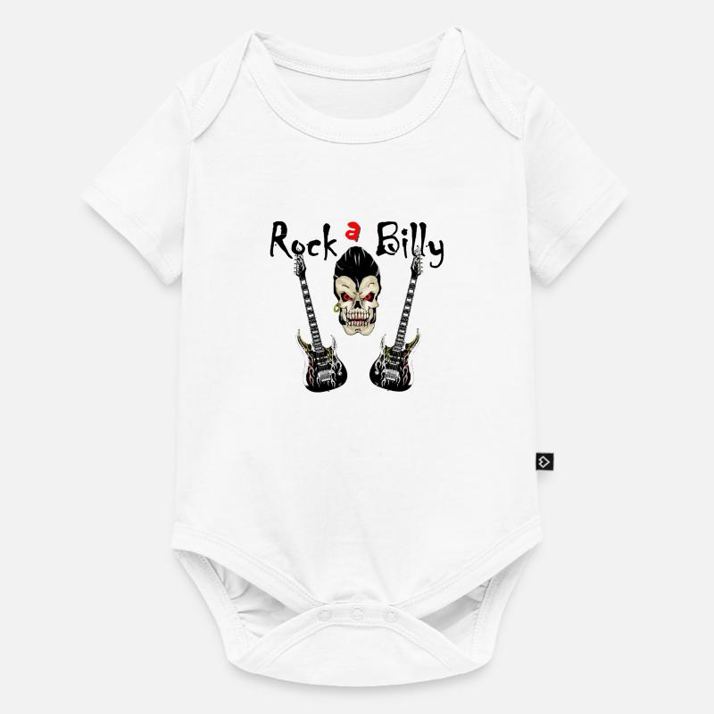 skull rockabilly - Body à manches courtes Premium Bébé - blanc