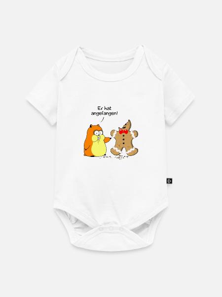 Hamster vs. Lebkuchenmann - Baby Premium Kurzarmbody - Weiß