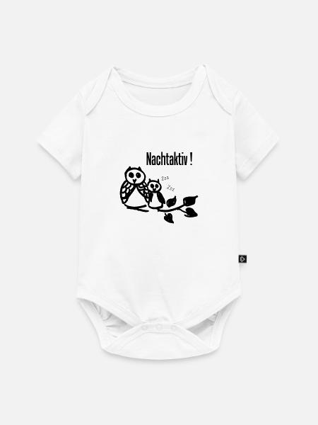 Eulen "Nachtaktiv" - Baby Premium Kurzarmbody - Weiß