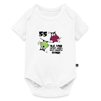 55. Geburtstag - Eulen "na und" - Baby Premium Kurzarmbody - Weiß - Vorne