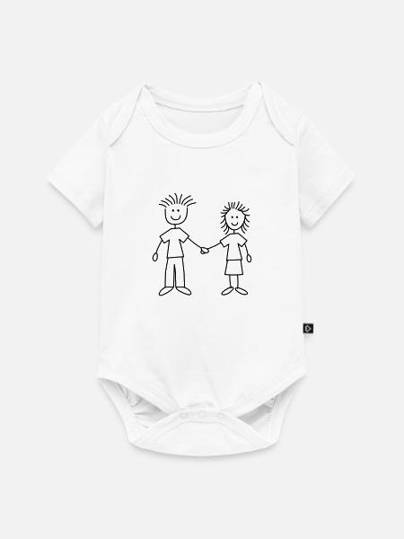 family_mom_and_dad_1c - Baby Premium Kurzarmbody - Weiß