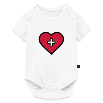 Coeur avec croix - Body à manches courtes Premium Bébé - blanc - Devant