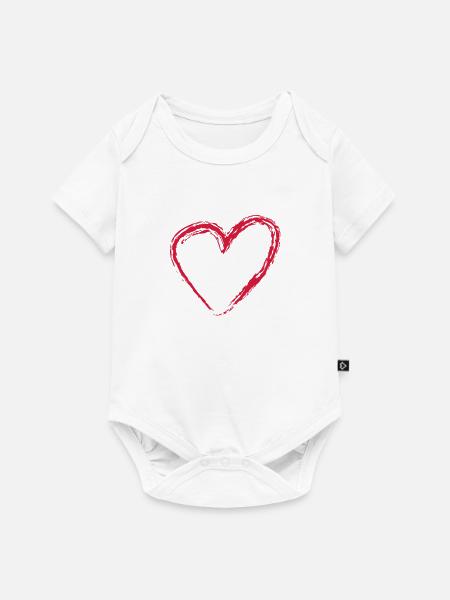 Herz Scratch Groß - Baby Premium Kurzarmbody - Weiß