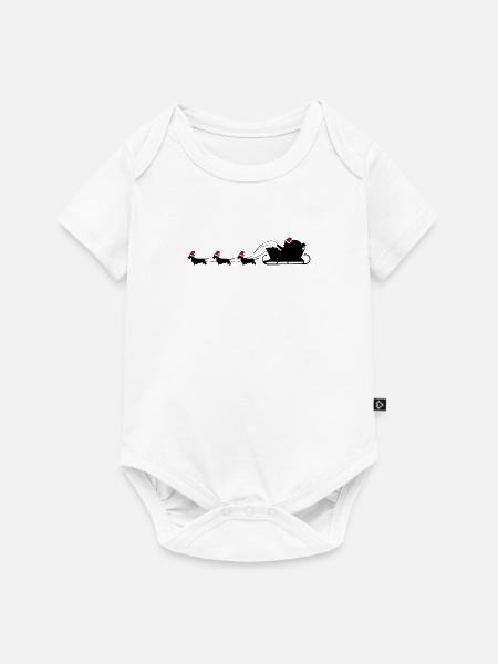 Dackel Rentier schwarz Rauhaardackel Dackelfieber - Baby Premium Kurzarmbody - Weiß