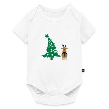 renne et l'arbre de Noël - Body à manches courtes Premium Bébé - blanc - Devant
