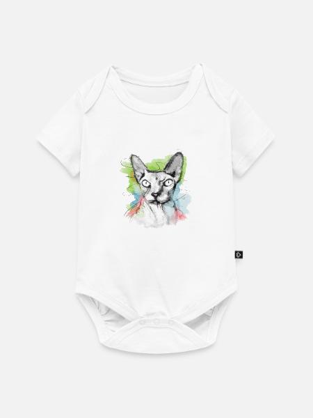 Sphinx Katze Nacktkatze Skizze - Baby Premium Kurzarmbody - Weiß