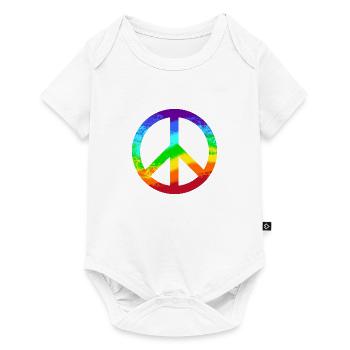 Peace-Zeichen Regenbogen Toleranz Frieden Graffiti - Baby Premium Kurzarmbody - Weiß - Vorne