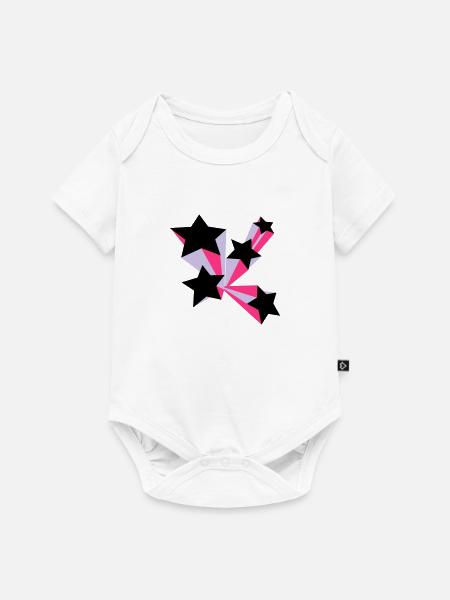 Sterne 3D - Baby Premium Kurzarmbody - Weiß