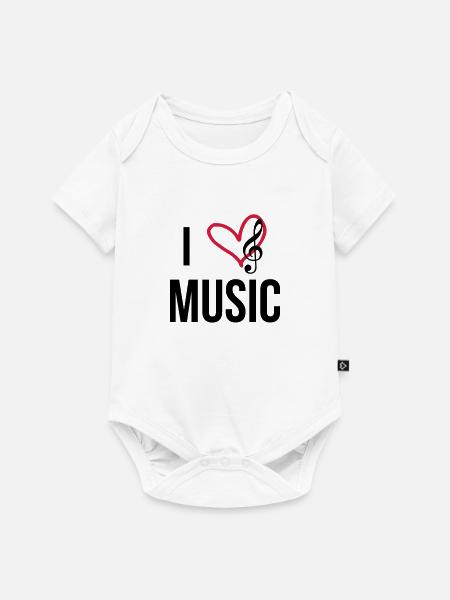 I Love Music - Baby Premium Kurzarmbody - Weiß
