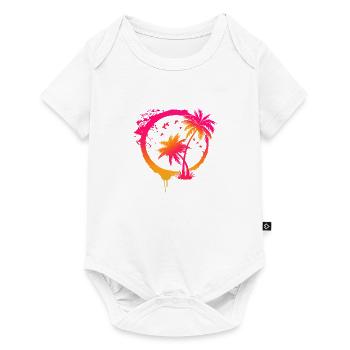 Colorful beach summer palm trees in a circle - Baby Premium short-sleeve bodysuit - white - Front