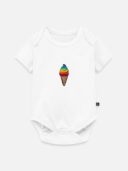 Regenbogen Eis Geschenk - Baby Premium Kurzarmbody - Weiß
