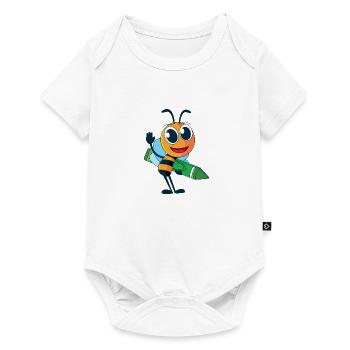 Biene mit Wachsmalstift - Baby Premium Kurzarmbody - Weiß - Vorne