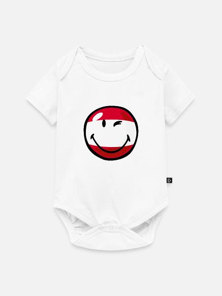 Smiley Flag Austria - Baby Premium Kurzarmbody - Weiß