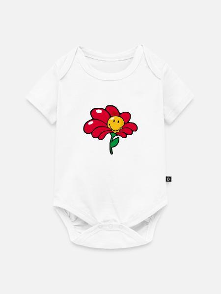 Smiley Flower - Baby Premium Kurzarmbody - Weiß