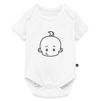 heureux tête visage petit mignon mignon couche enf - Body à manches courtes Premium Bébé - blanc - Devant