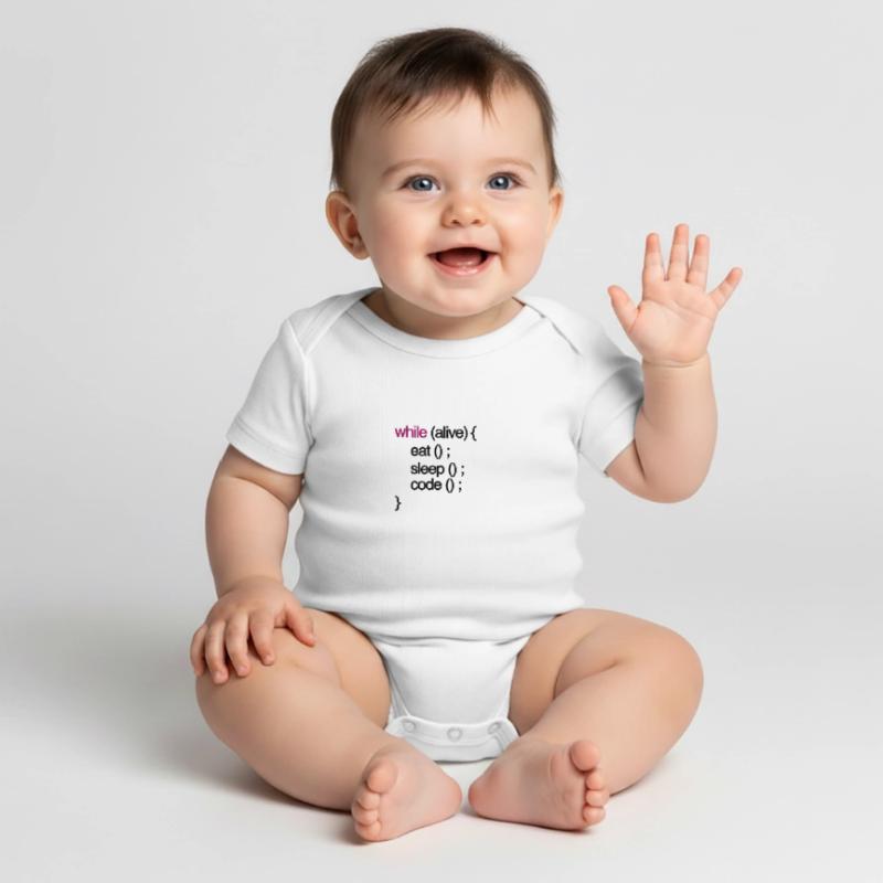 while alive code Computer scientist programming coding Baby Premium short-sleeve bodysuit