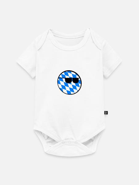 Bayrischer Emoji mit cooler Sonnenbrille - Baby Premium Kurzarmbody - Weiß