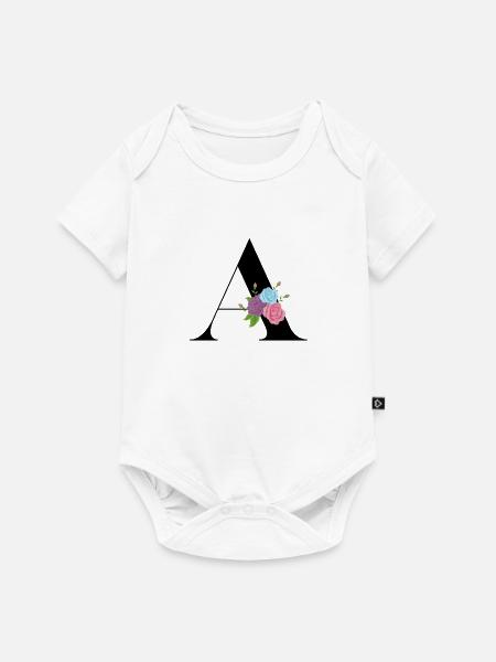 Buchstabe A Blühende - Baby Premium Kurzarmbody - Weiß