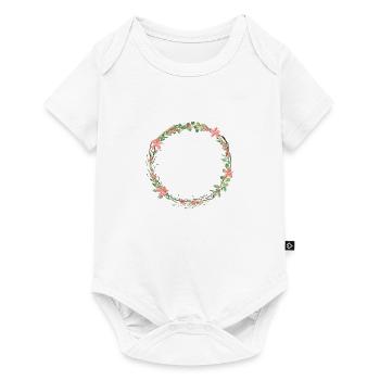Flowers wreath circle customizable - Baby Premium short-sleeve bodysuit - white - Front