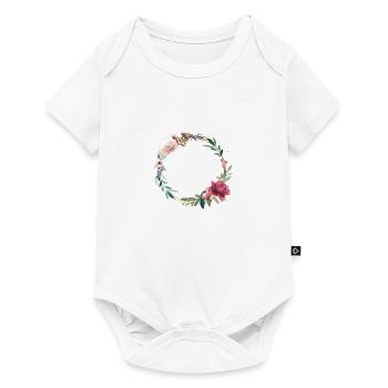 Couronne de fleurs moderne personnalisable - Body à manches courtes Premium Bébé - blanc - Devant
